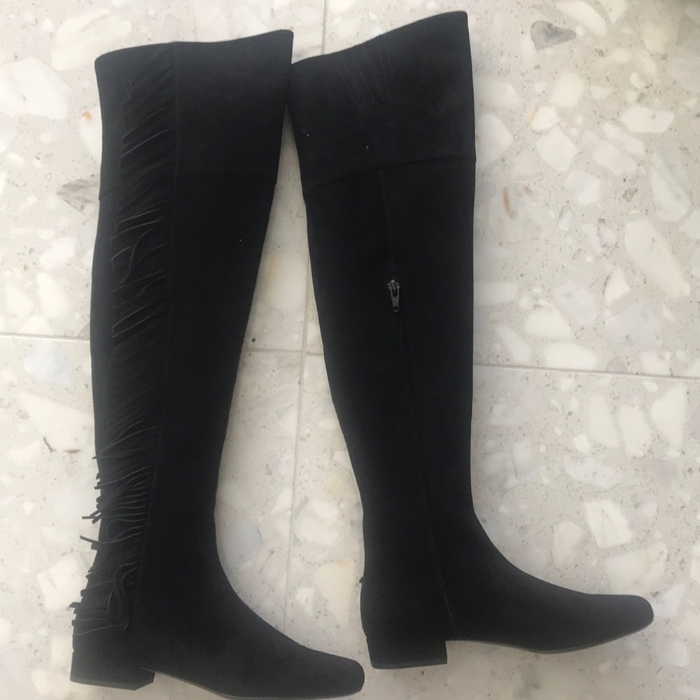 NIB Saint Laurent Fringe Over the Knee OTK Boots